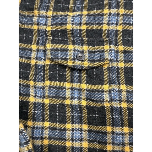 Grayers Heritage Flannel Shirt Mens Large Black Yellow Blue Plaid Button Down - Picture 3 of 14